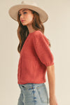 ALLISON - Cable Knit Short Puff Sleeve Sweater