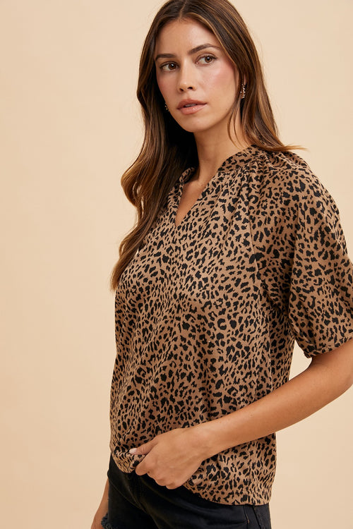 LEXI - LEOPARD ANIMAL PRINT KNIT TOP BLOUSE