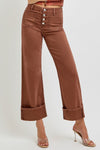 FALLON - RISEN DEMIN / HIGH RISE WIDE LEG FRONT PATCH POCKET PANTS