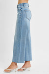 PAM- RISEN DENIM | Mid Rise Crop Wide Raw Cut Jeans