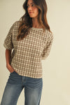 TESSA - Geo Jacquard Dolman Sleeve Knit Top