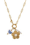 HANNAH - Blue Toile Heart Necklace