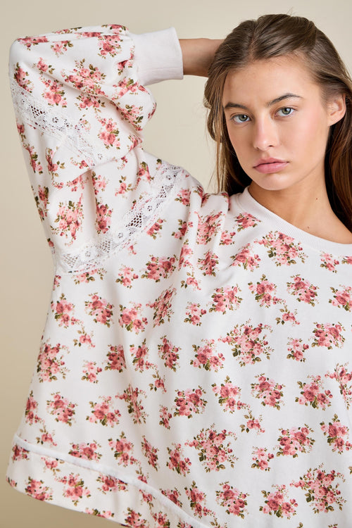 SUSIE - Vintage Floral Lace Oversized Sweatshirt