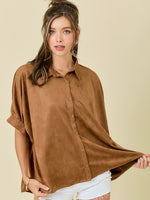 SHAY Suede Button Down Top