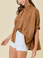 SHAY Suede Button Down Top