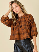 VERA Corduroy Plaid Top