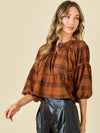 VERA Corduroy Plaid Top