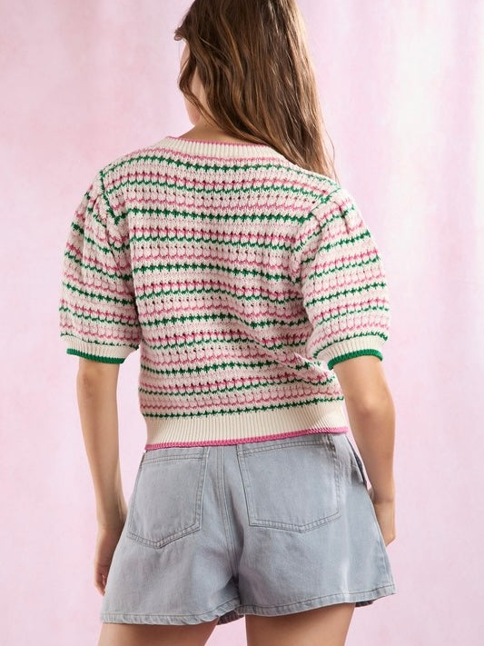 JESS Short Puff Sleeve Sweater Top