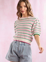 JESS Short Puff Sleeve Sweater Top