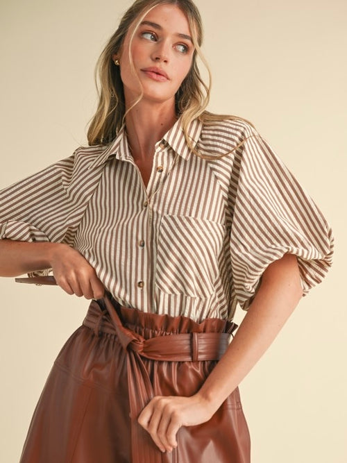 TILLY Button Down Top (Pecan)