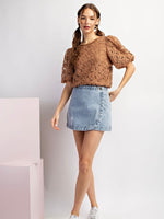 FLORA Floral Lace Puff Sleeve Top