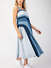 CASSI Colorblock Denim Midi Dress