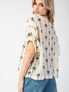 BELLE Bow Print Short Sleeve Top