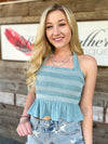 JUNIE Smocked Halter Top