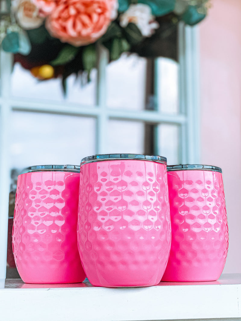 SIC-16 oz. Dimpled Golf® Pink Stemless Wine Tumbler
