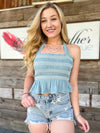 JUNIE Smocked Halter Top